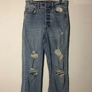 Wild Fable highest rise straight leg distressed jeans, button fly